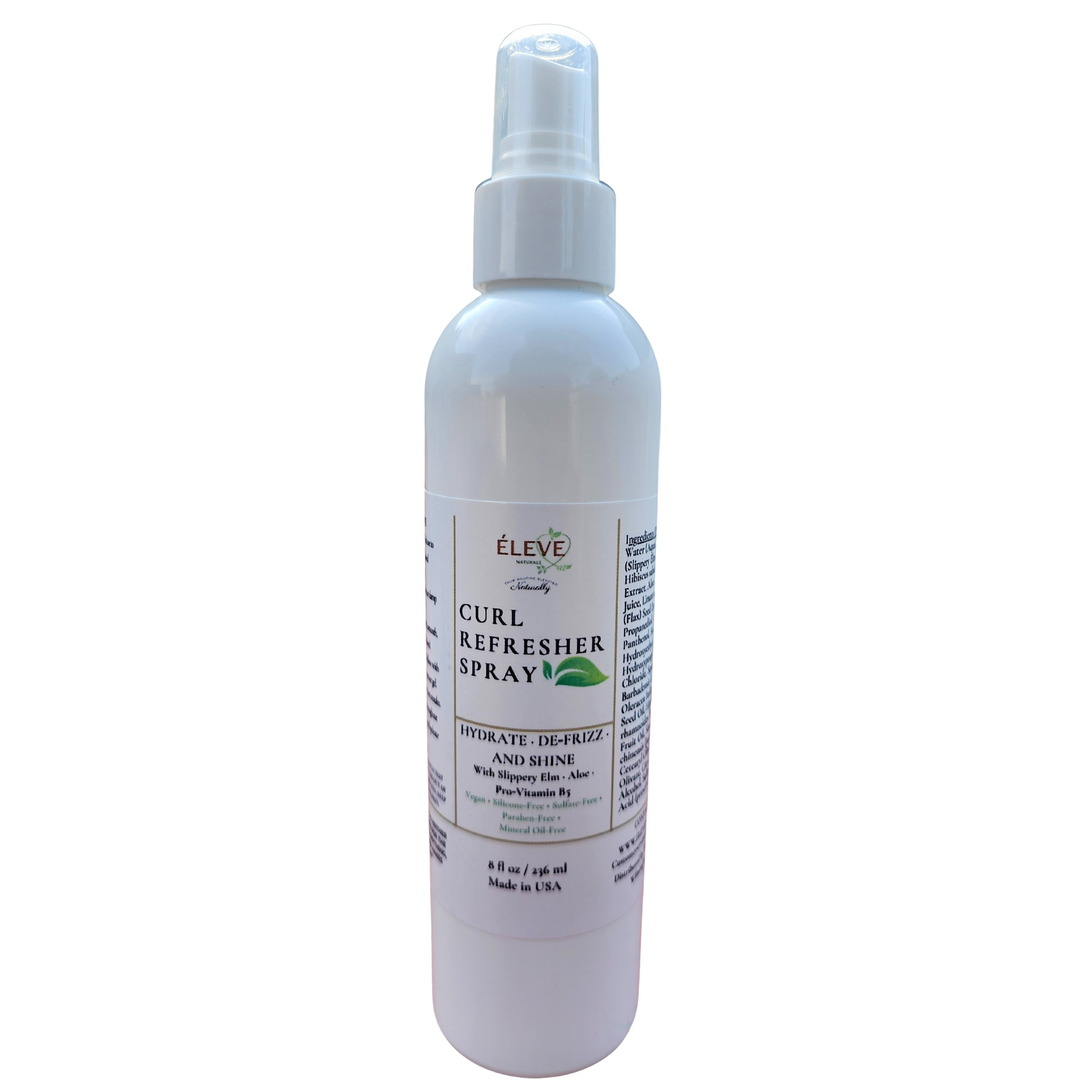 White bottle of Élève Curl Refresher Spray on a white background