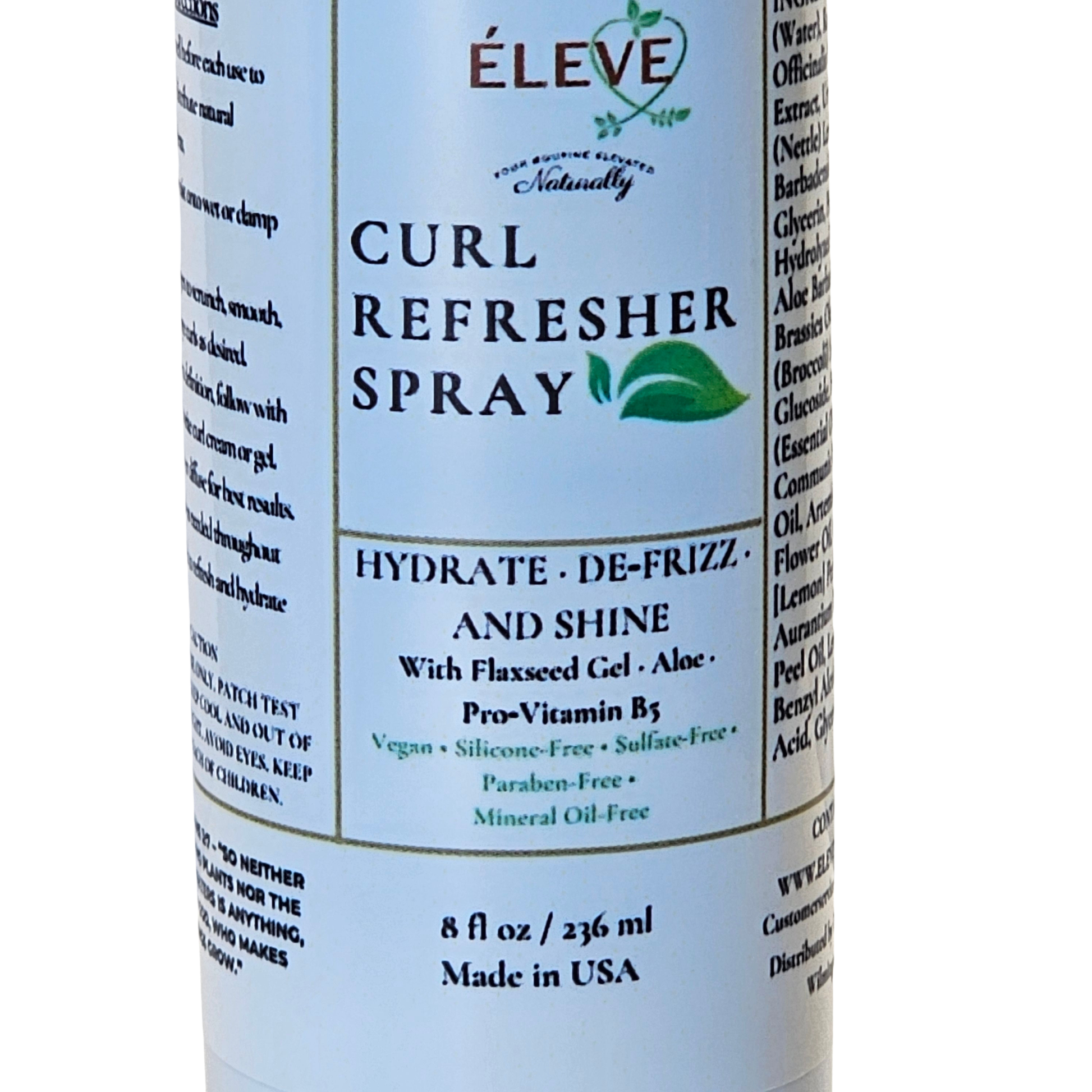 Curl Refresher Spray bottle with label on a white background